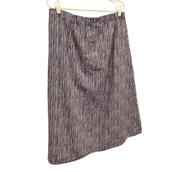 Old Navy Womens Skirt Sz L Elastic Waist Linen Blend Nautical Blue White Striped - Picture 2 of 6